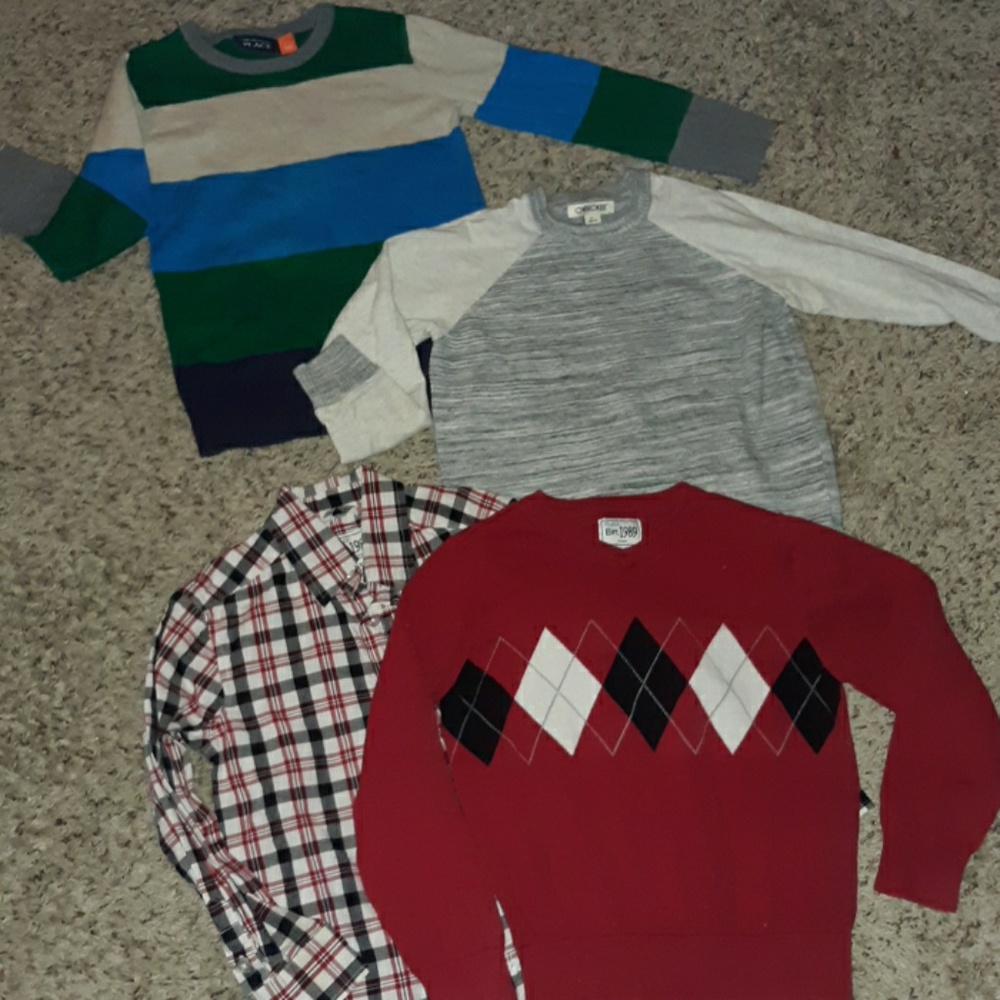 Bundle of boy sweaters along with a button up shir
